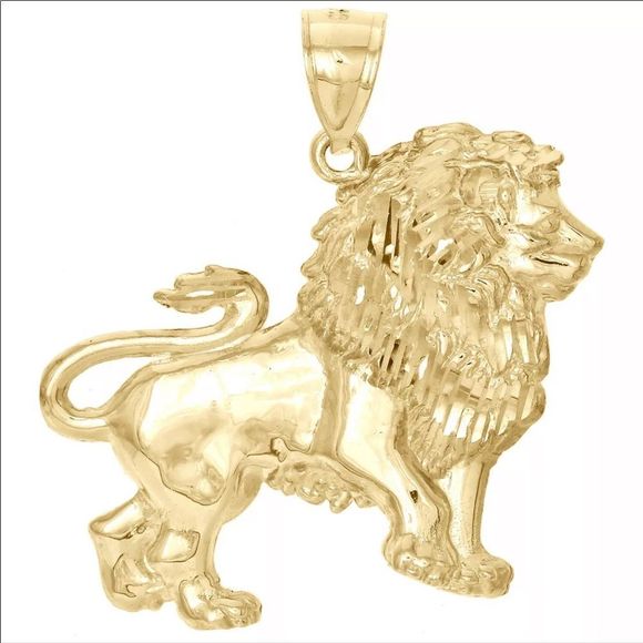 Real 10K Yellow Gold Two Tone Full Walking Lion Body Pendant Unisex 1.55